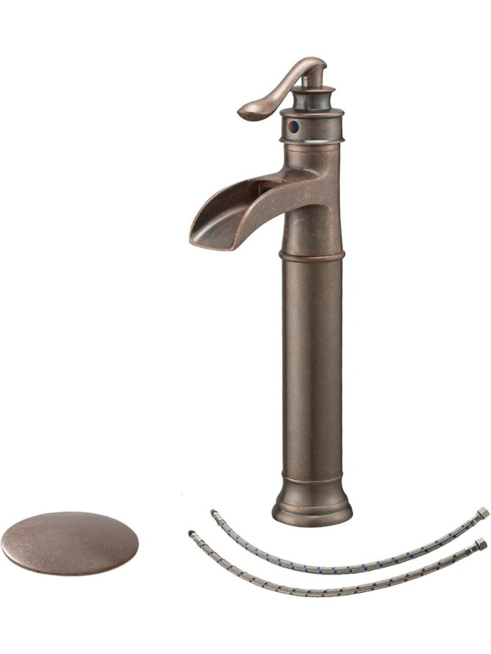 Antique Copper Waterfall Vessel Sink Faucet - Single Handle, Modern Design